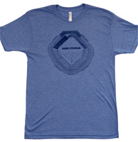 Lightweight cotton t-shirt featuring a chart-style in navy ink. By Essential Screen Printing.